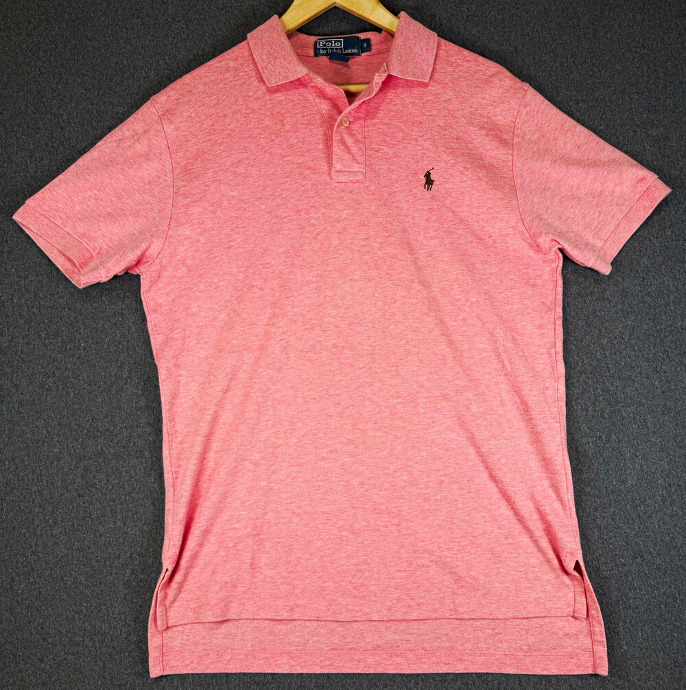 Polo Ralph Lauren Mens S Pink Heather Cotton Polo Shirt Short Sleeve Pony Logo